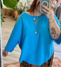 Curve + Holly Scoop Hem Top in Blue