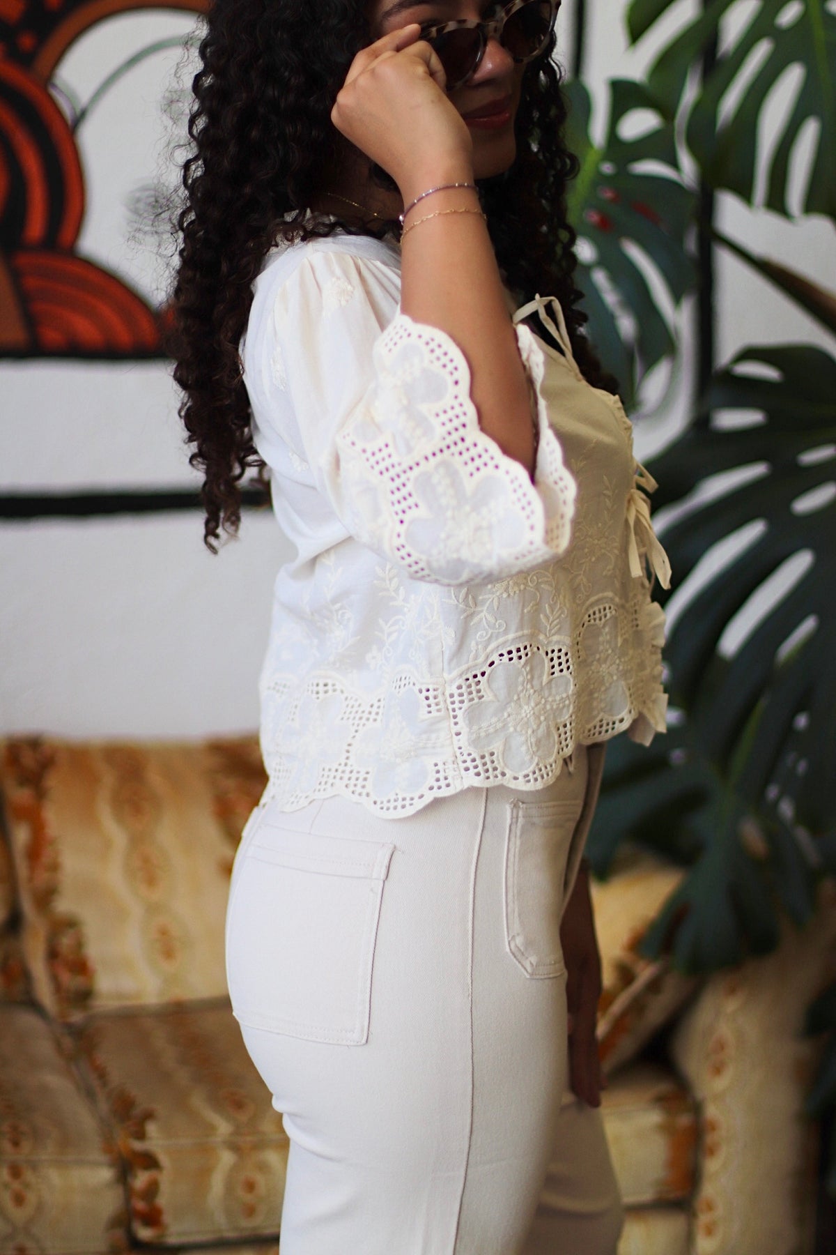 Daisy Jones Floral Tie Blouse