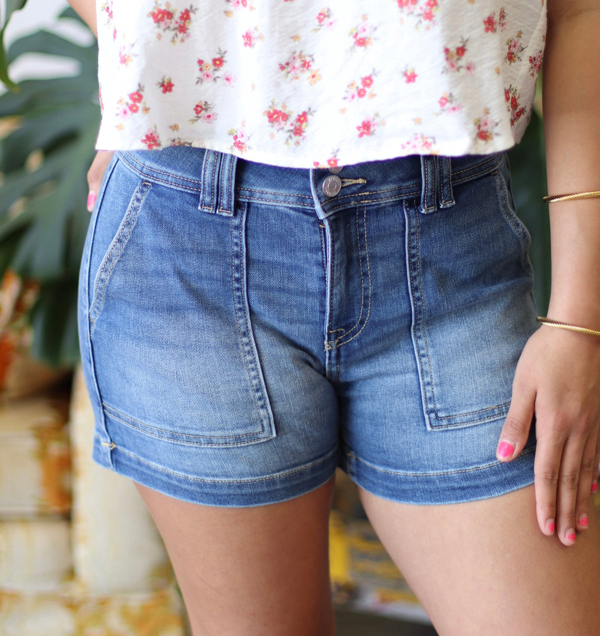 Utility Pocket Denim Shorts
