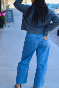 Patchwork Striped Barrel Jeans