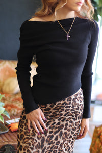 Sabrina Off The Shoulder Sweater + Black