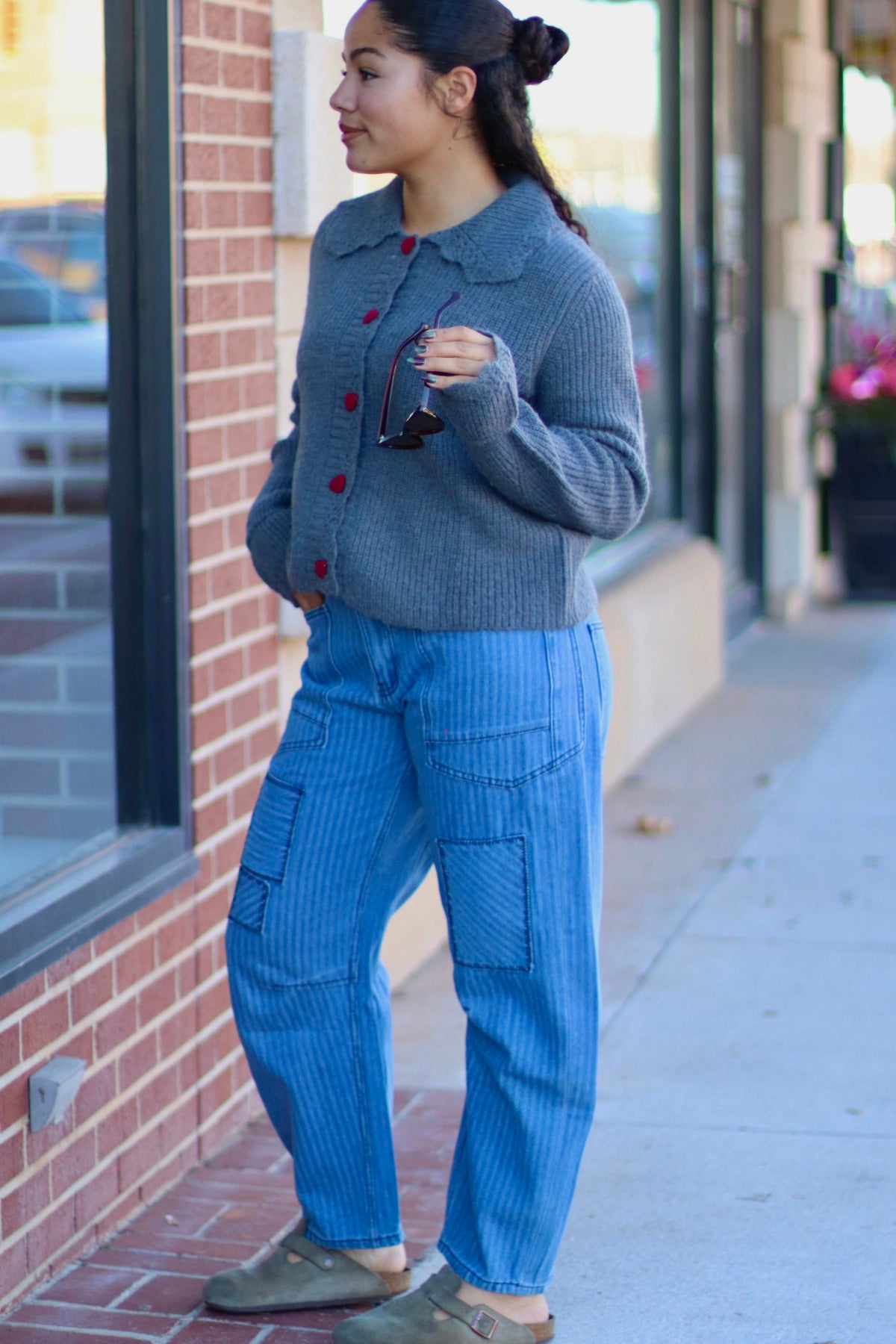 Patchwork Striped Barrel Jeans