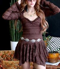 Hollie Lace Mini Dress + Chocolate