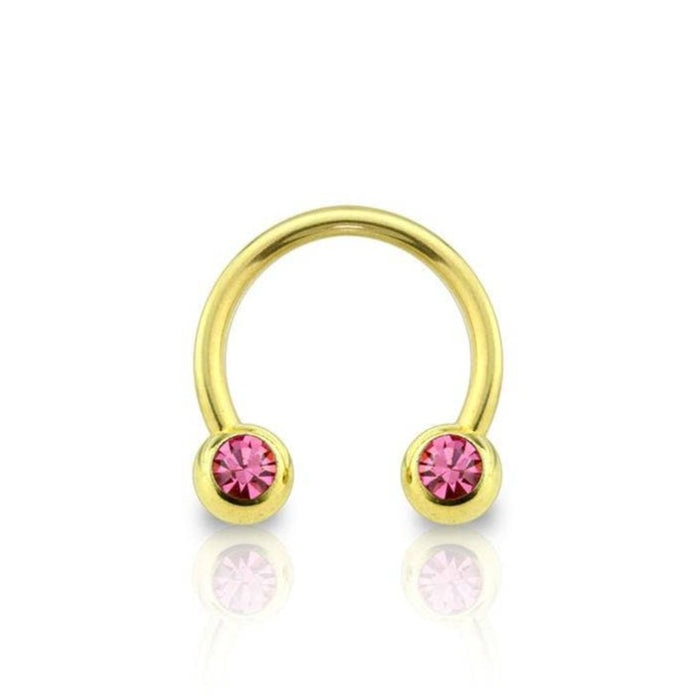 Horsehoe Pink Gem Septum Ring 16GA