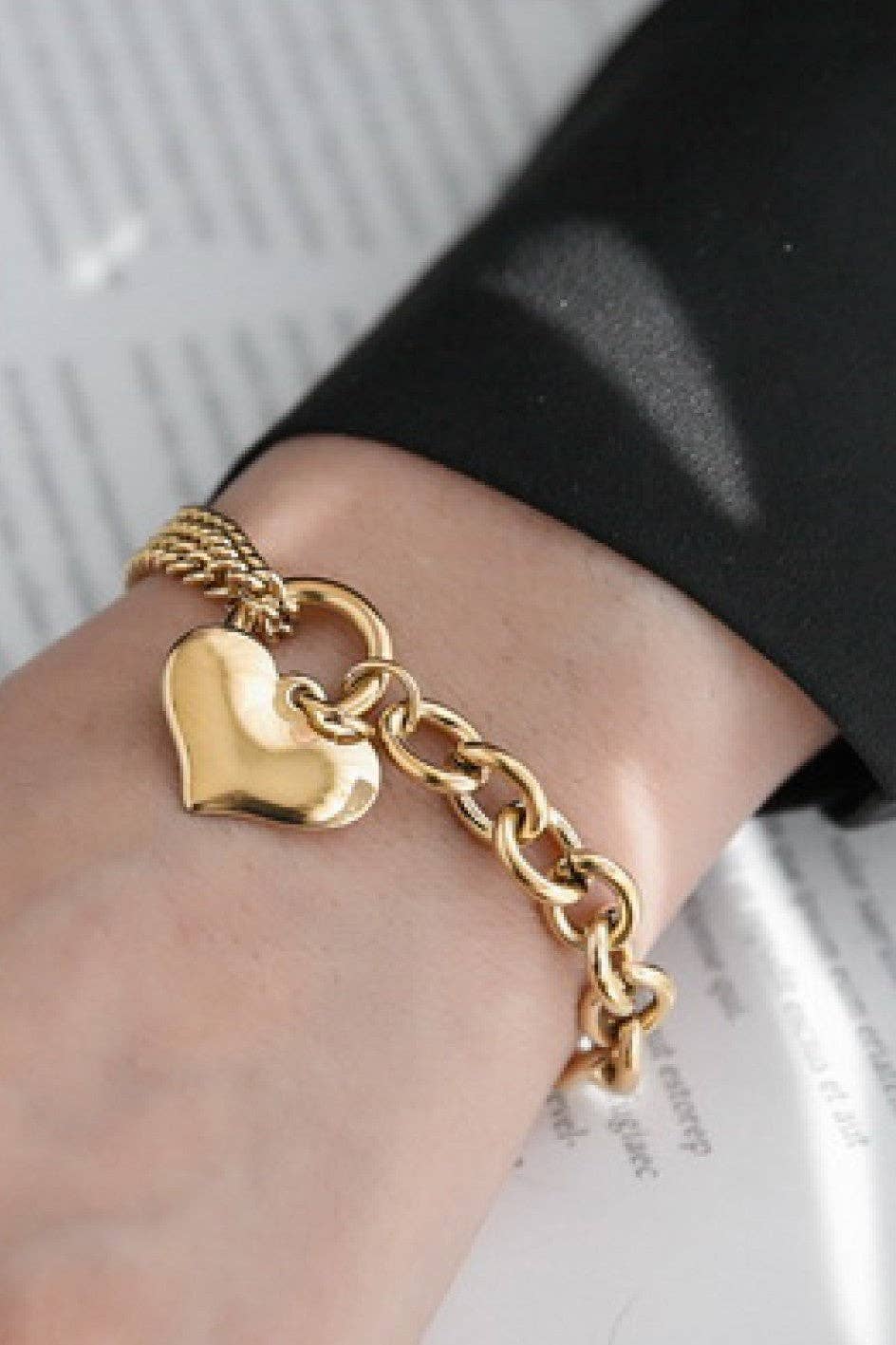 18K Gold Plated Waterproof Heart Chain Bracelet