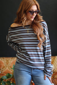 Brown & Blue Striped Long Sleeve