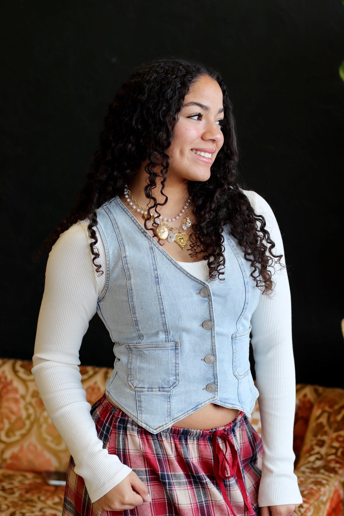 Demi Button Down Denim Vest