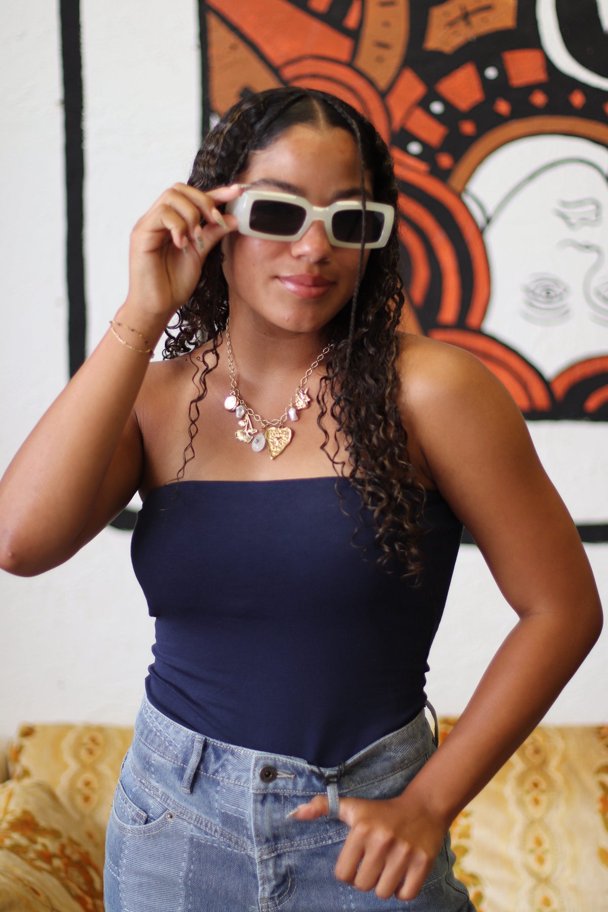Navy Full Length Tube Top