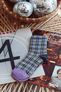 Plaid Crew Socks + Purple