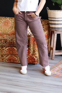 Barrel Leg Jeans + Brown