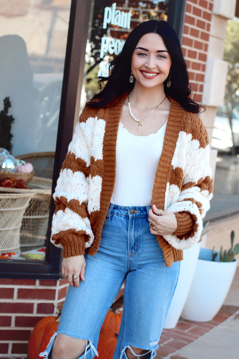 Scallop Striped Cardigan