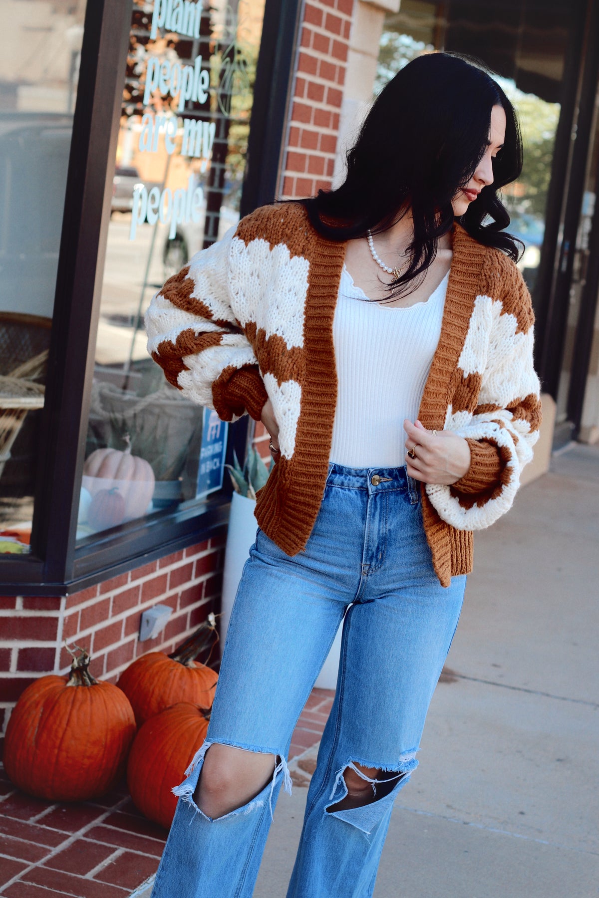 Scallop Striped Cardigan