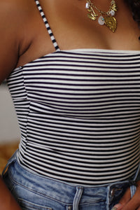 Meredith Black Striped Spaghetti Strap Top