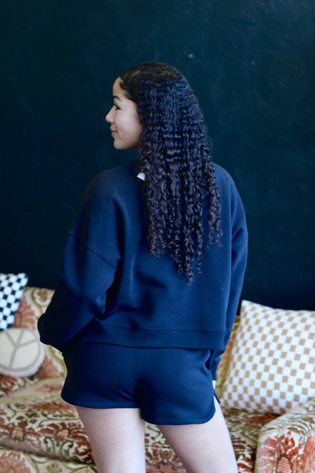 Cozy Sweatshirt & Shorts Set + Black