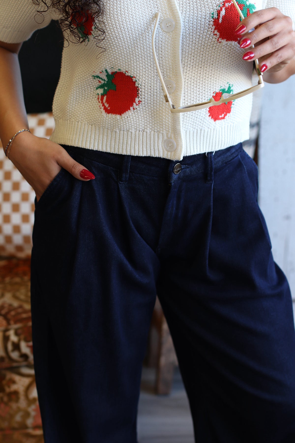 Meryl Blue Pleated Palazzo Pants