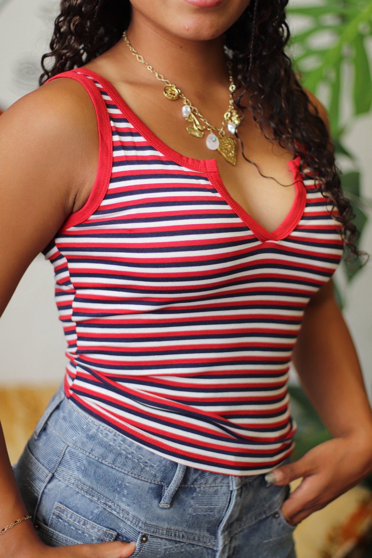 Lexi Red Striped Tank Top