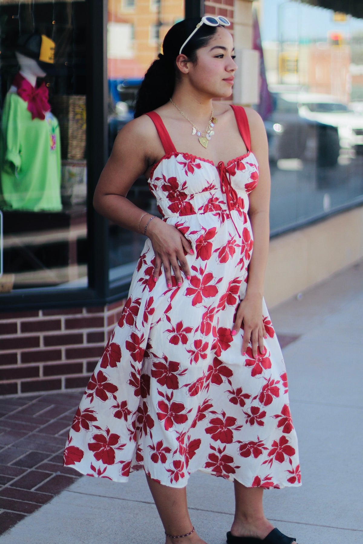 Amber Floral Maxi Dress + Red
