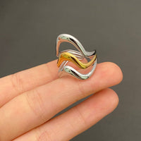 18K Gold Plated Two Tone Wave Adjustable Ring