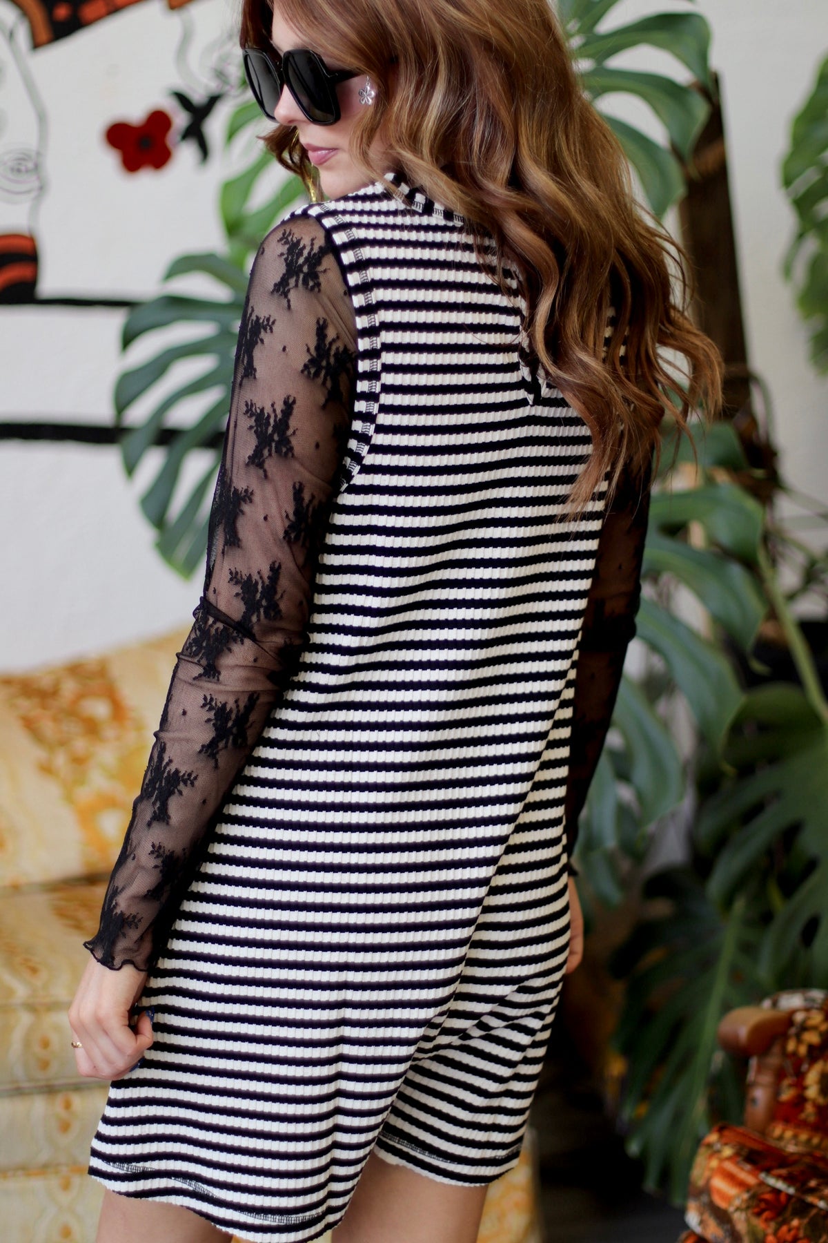 580 B&W Striped Casual Romper