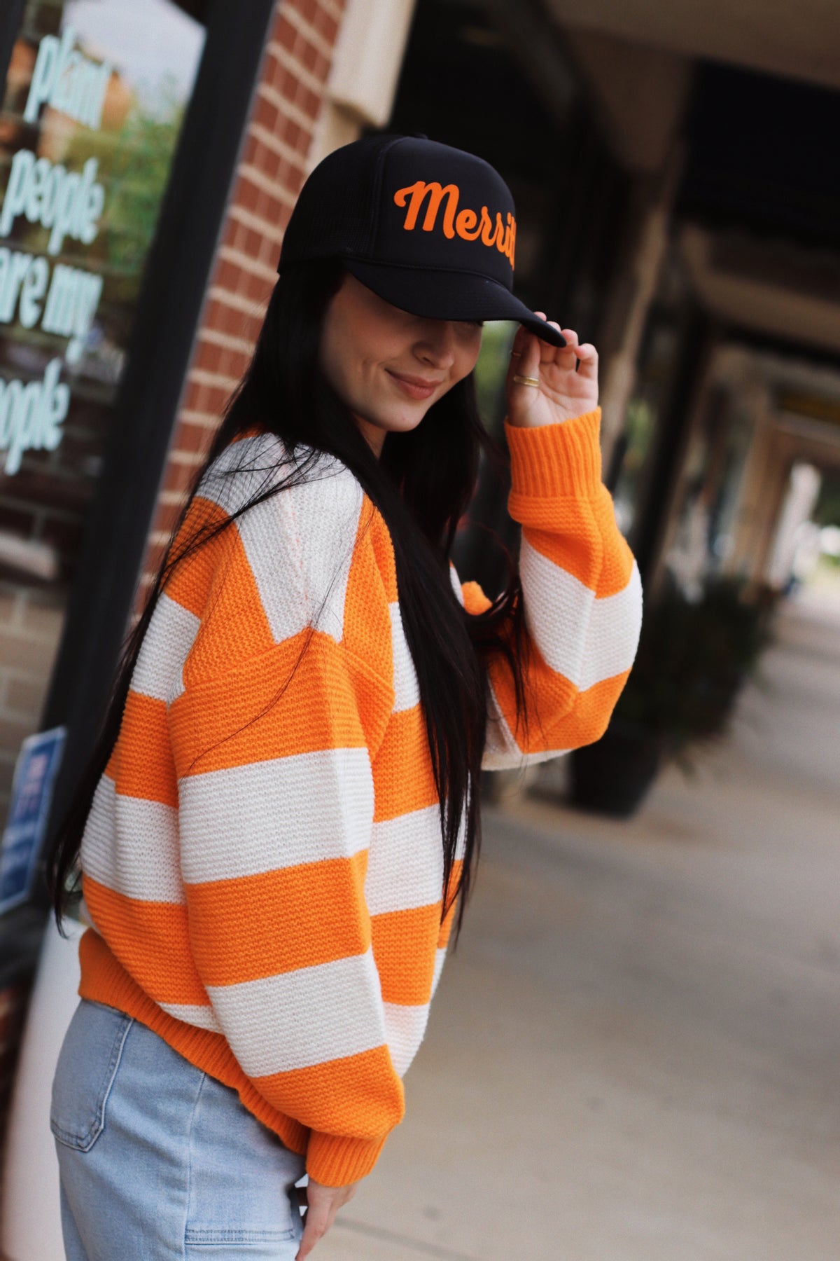 Striped Gameday Sweater + Orange/White