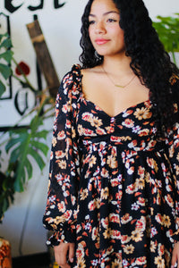 Floral Puff Sleeve Mini Dress