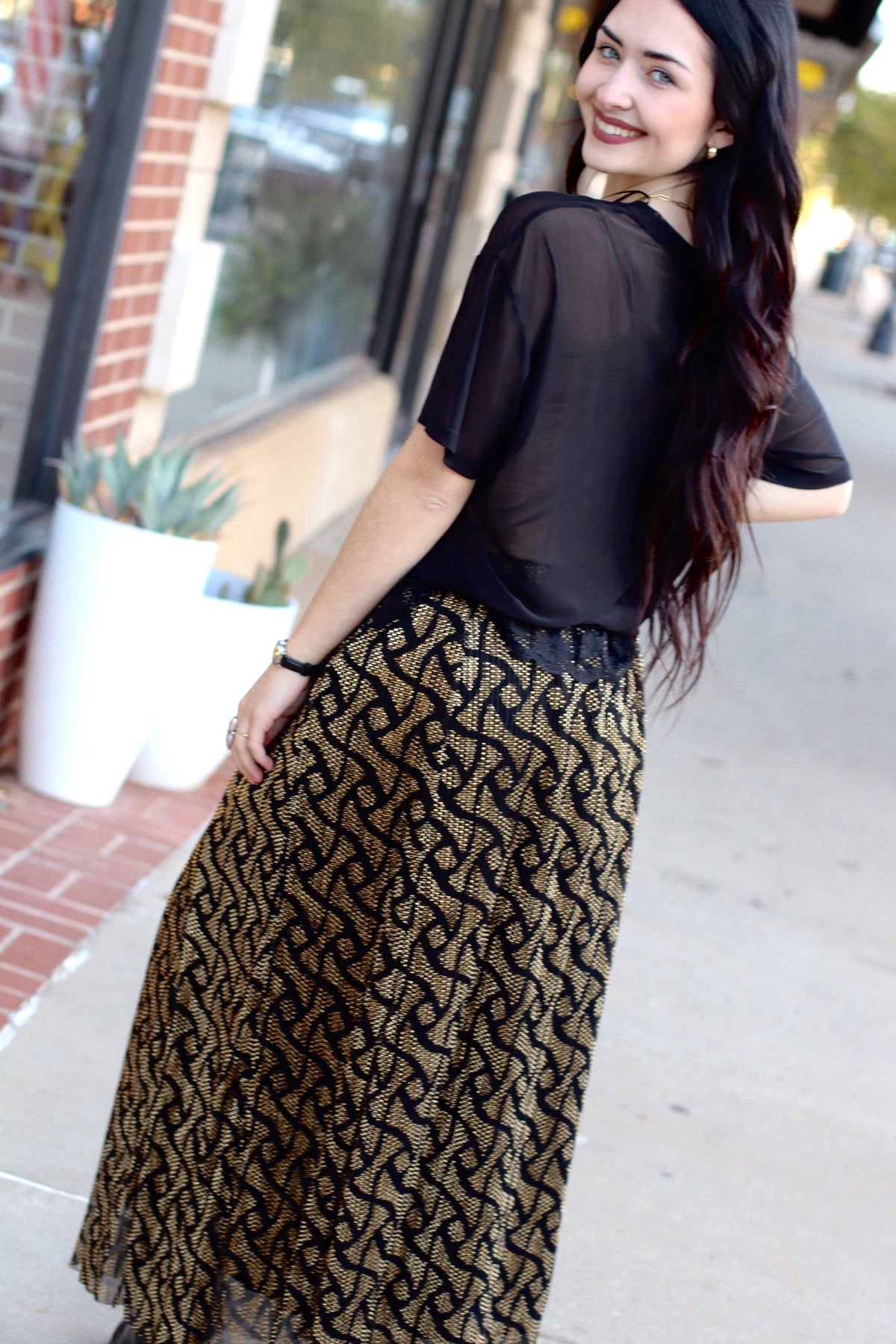 Goldie Flowy Midi Skirt + Black