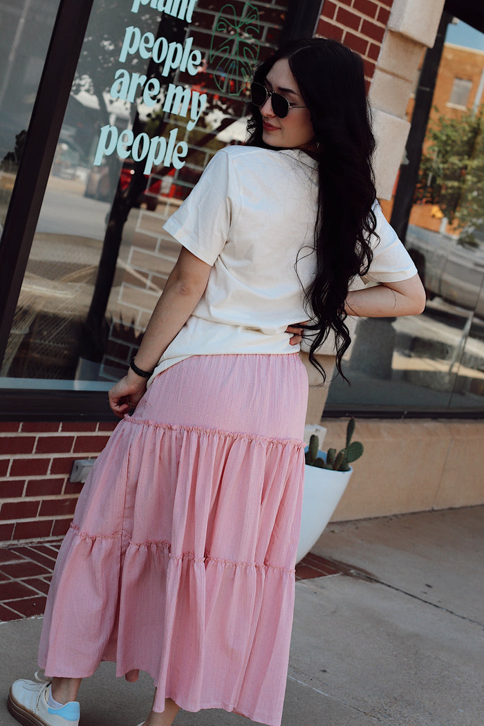 Rhinestone Tiered Skirt + Pink