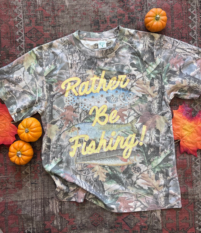 Rather Be Fishing Camo Cotton T-Shirt