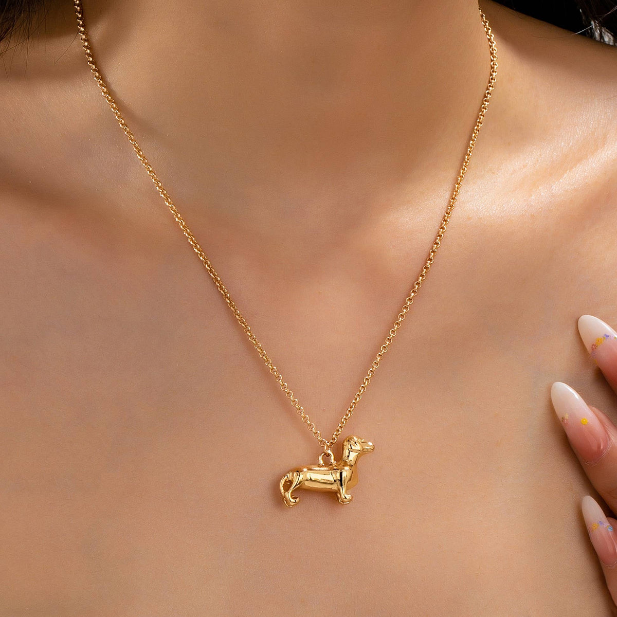 Gold Dachshund/Weenie Dog Pendant Necklace