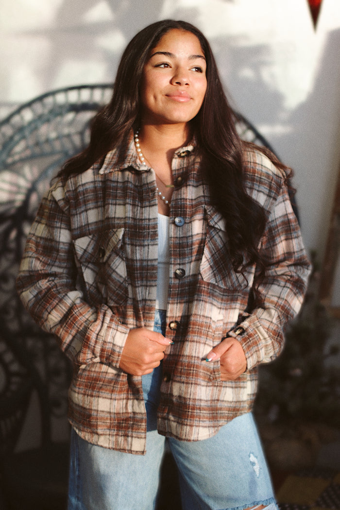 Brushed Plaid Shacket + Taupe | BF '25
