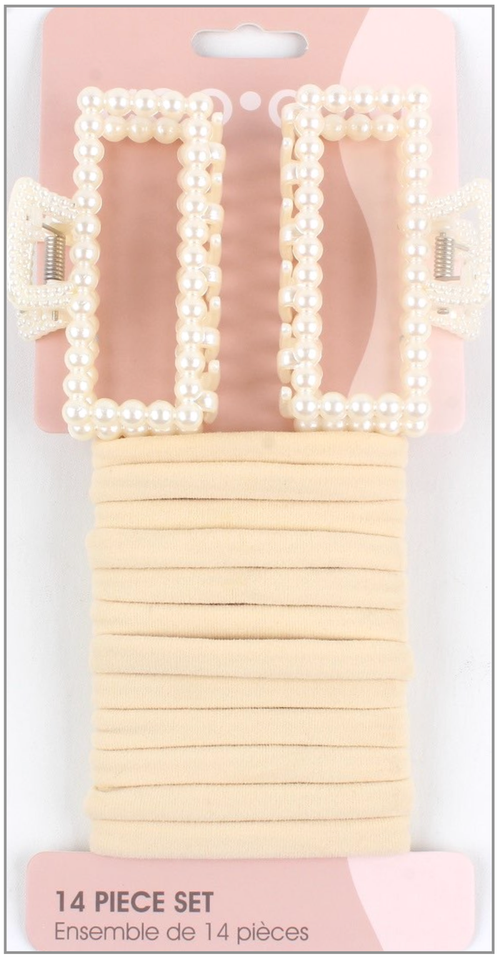 14 PC Pearl Claw + 'Fine' Elastic Set- Ivory