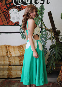 Daisy Cutout Green Midi Dress