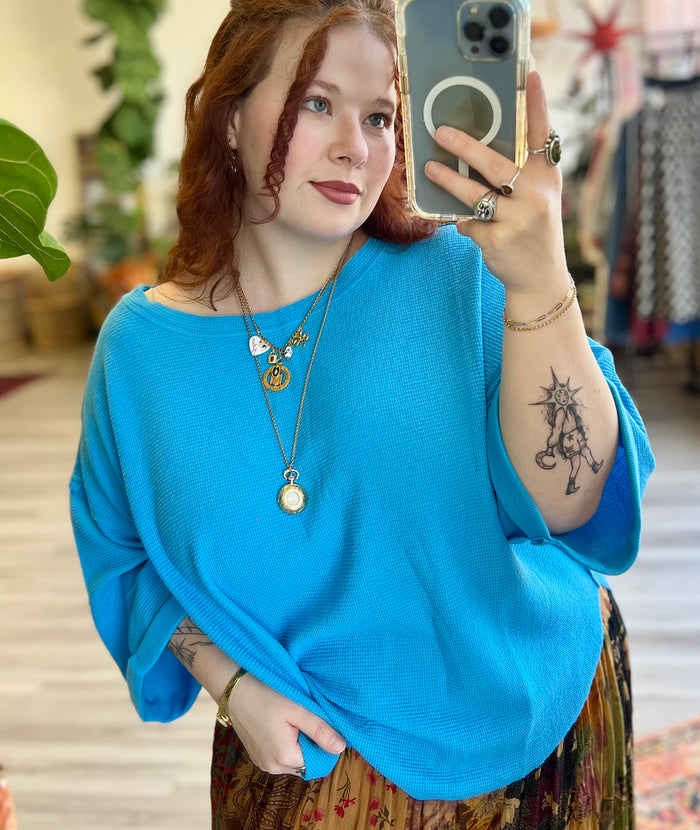 Curve + Holly Scoop Hem Top in Blue