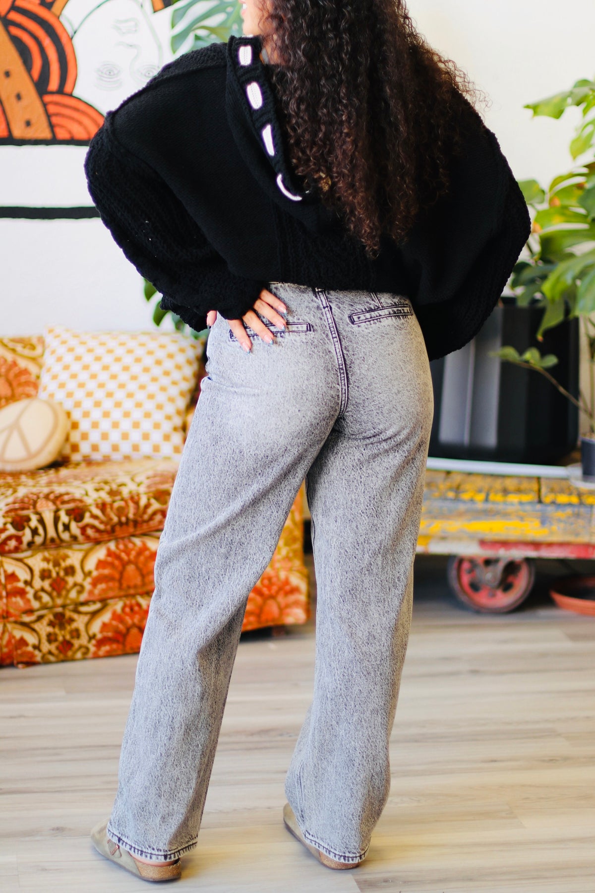 Grunge Wide Leg Grey Jeans