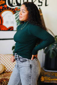 Fitted High Neck Sweater + Hunter Green