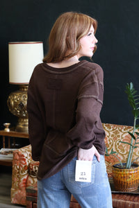 Juliette Brown V neck Long Sleeve