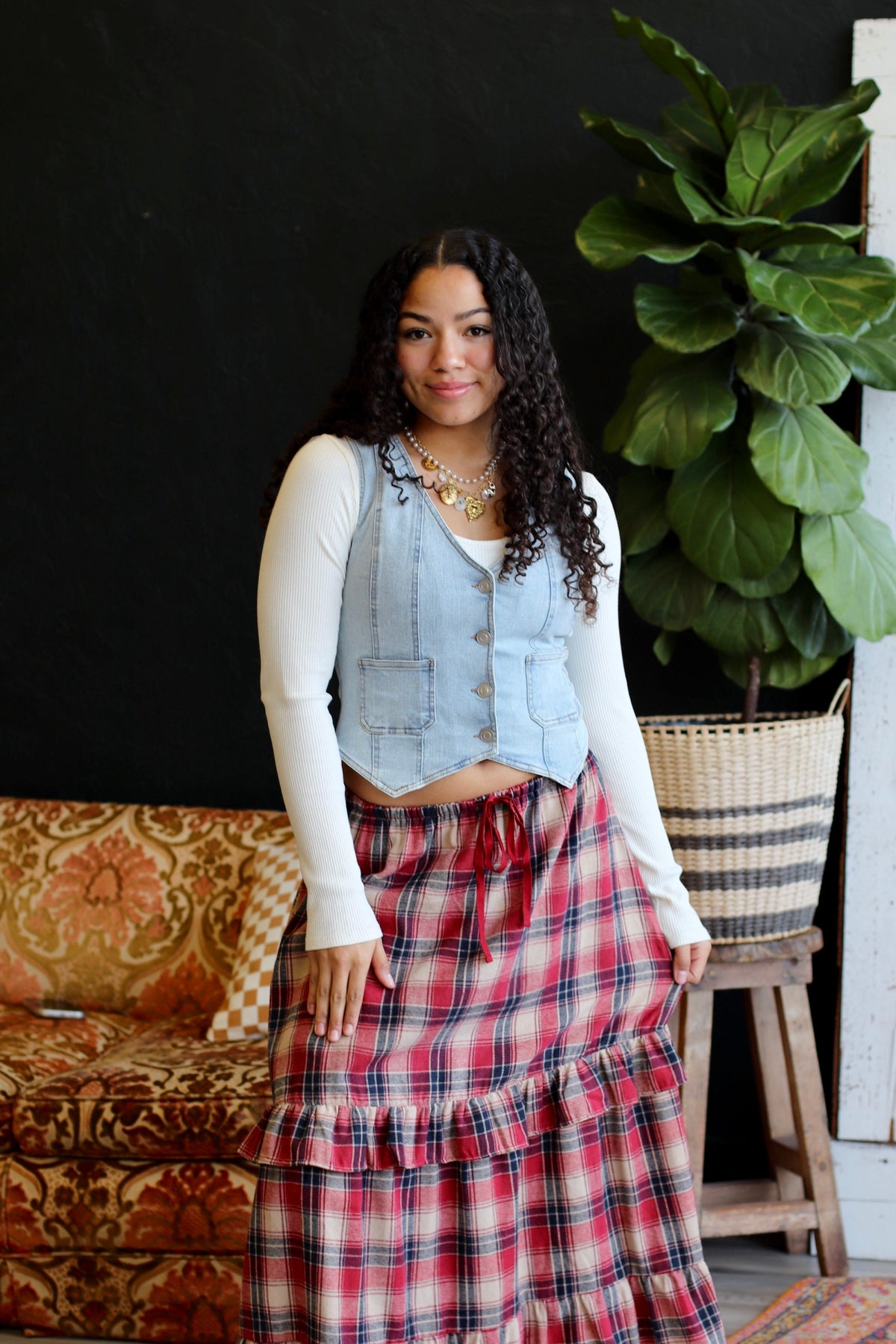 Demi Button Down Denim Vest