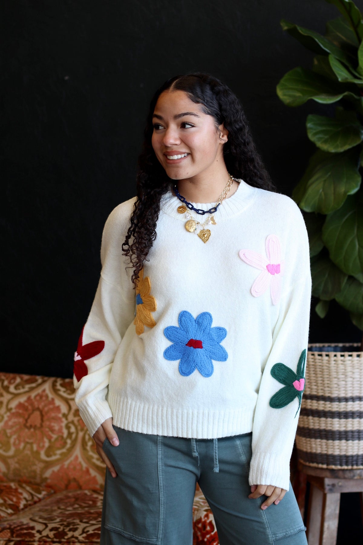 Groovy Flower Knit Sweater