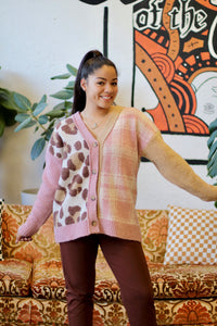 Leopard & Plaid Knit Sweater Cardigan