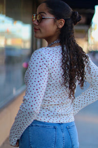 Cream Long Sleeve w/ Rose Detail