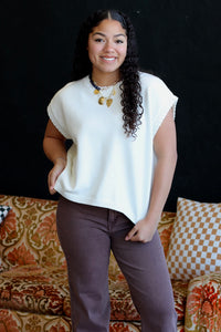 Stitched Sweater Vest in Ivory