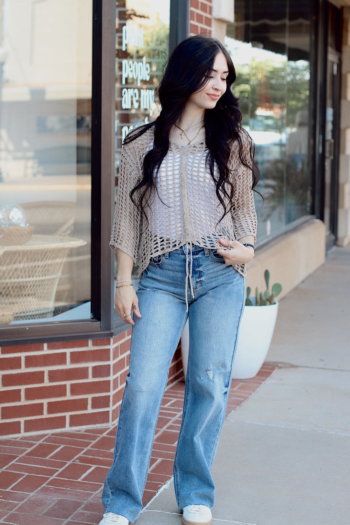 Cori Crochet Top + Taupe