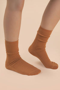 Ribbed mock socks: OLIVE