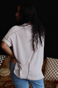 Ribbed Short Sleeve Top in Mocha