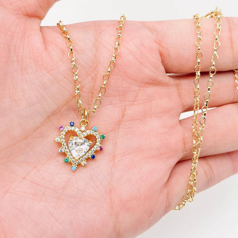 CZ Hollow Heart Necklace