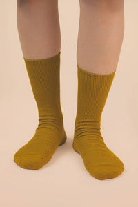 Ribbed mock socks: OLIVE