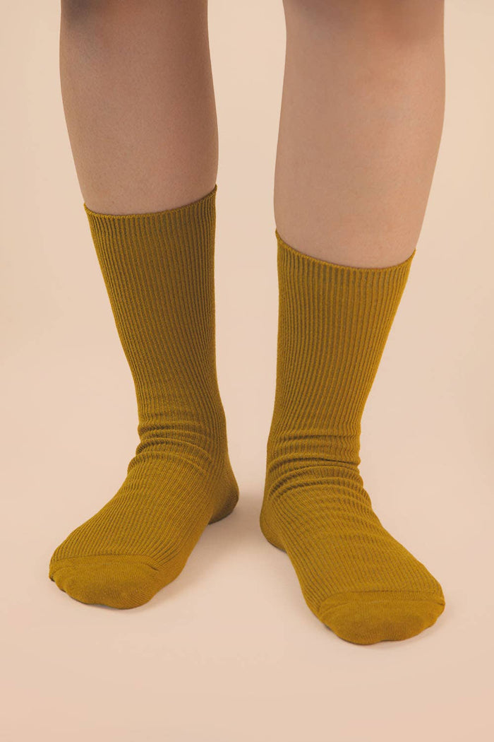 Ribbed mock socks: OLIVE