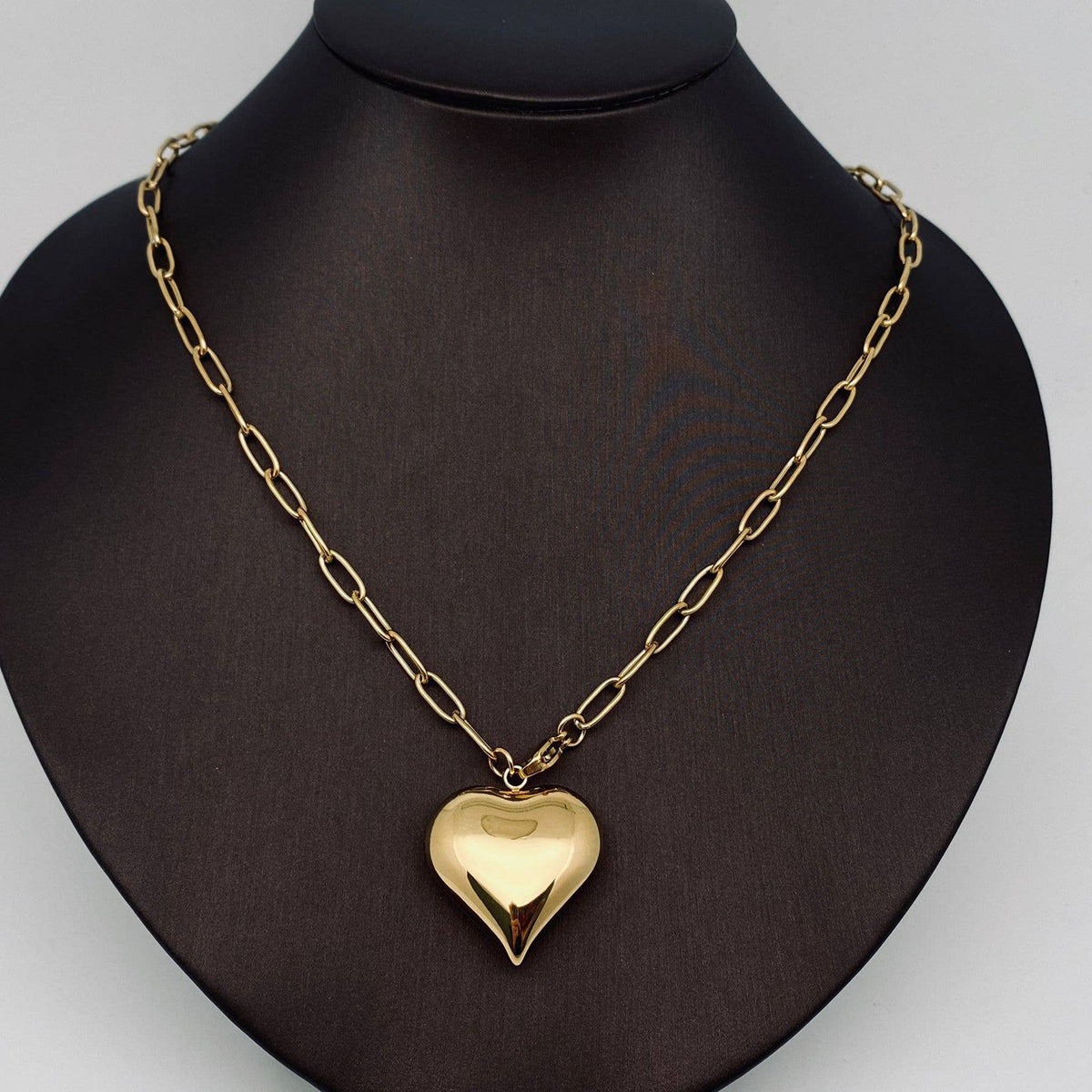 18K Gold Plated Puffy Heart Necklace