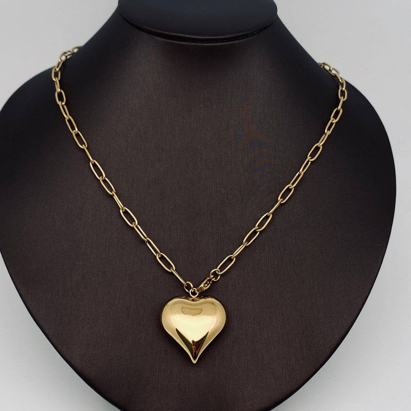 18K Gold Plated Puffy Heart Necklace