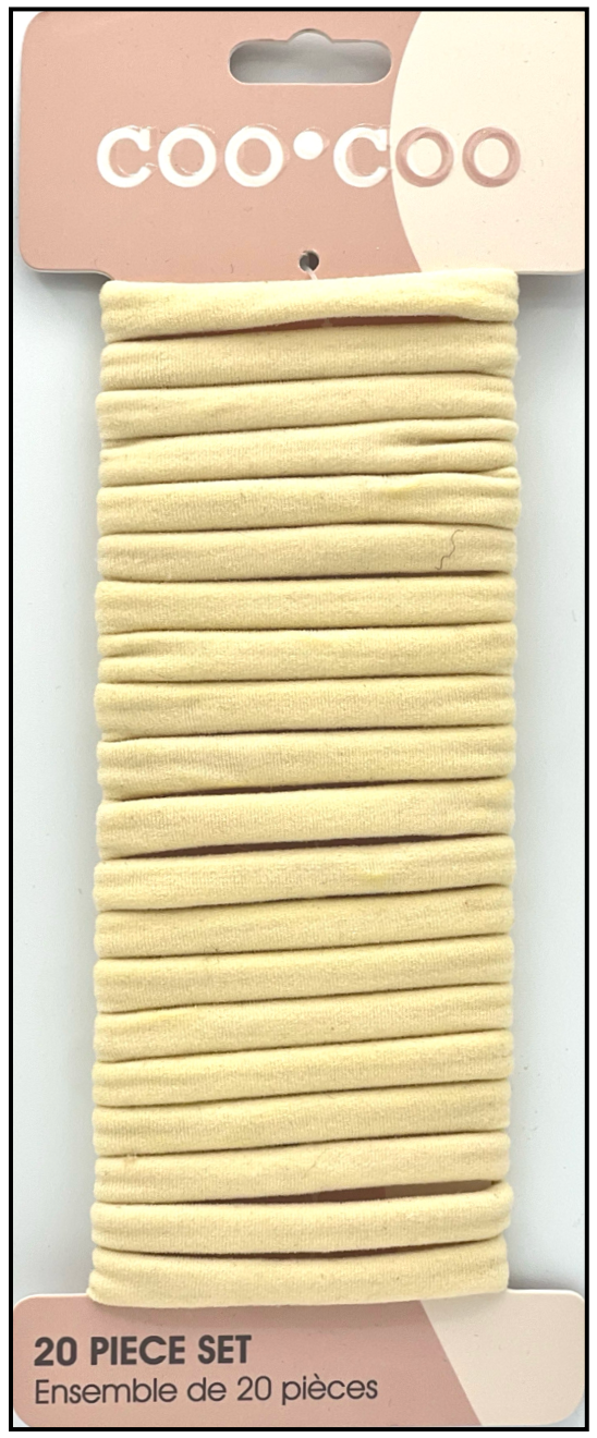 20 PC 'Fine Hold' Elastics - Blonde